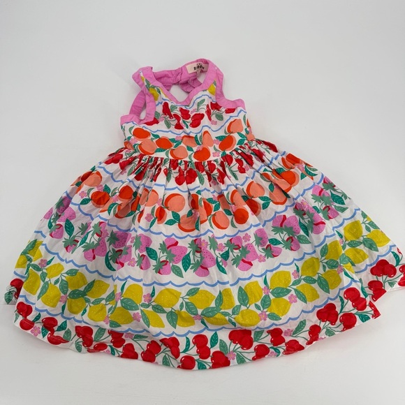 Mini Boden Harlow Back Detail Dress Rainbow Fruit Stripe Girls 4 5 - Picture 2 of 5